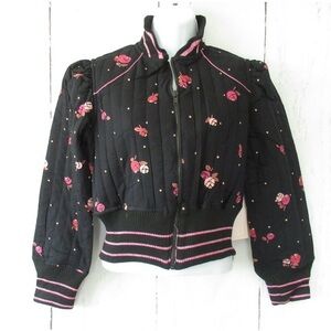 Nolita by Angie Quilted Bomber Jacket Floral Crop
